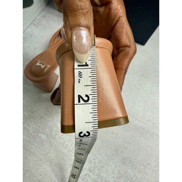 Marc Fisher Nude Chunky Heel‎ Mule Sandals Womens Size 6.5 Leather Square Toe - Picture 6 of 11